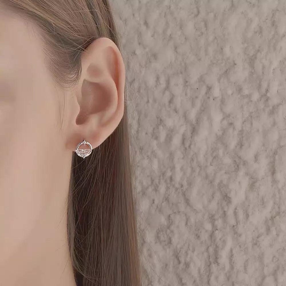 925 Sterling Silver Crystal Circle Stud Earrings – Women's Designer Jewellery Gift UK