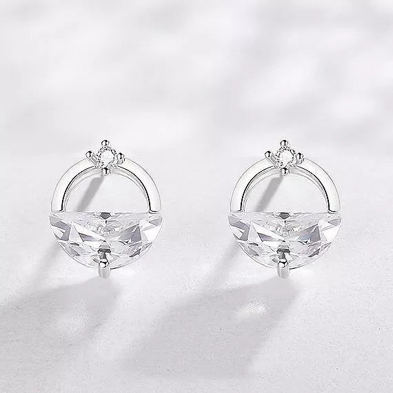 925 Sterling Silver Crystal Circle Stud Earrings – Women's Designer Jewellery Gift UK