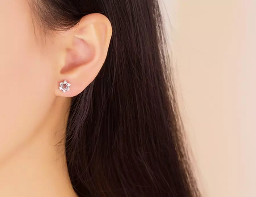 Swirl Crystal Flower Earrings Studs for Women