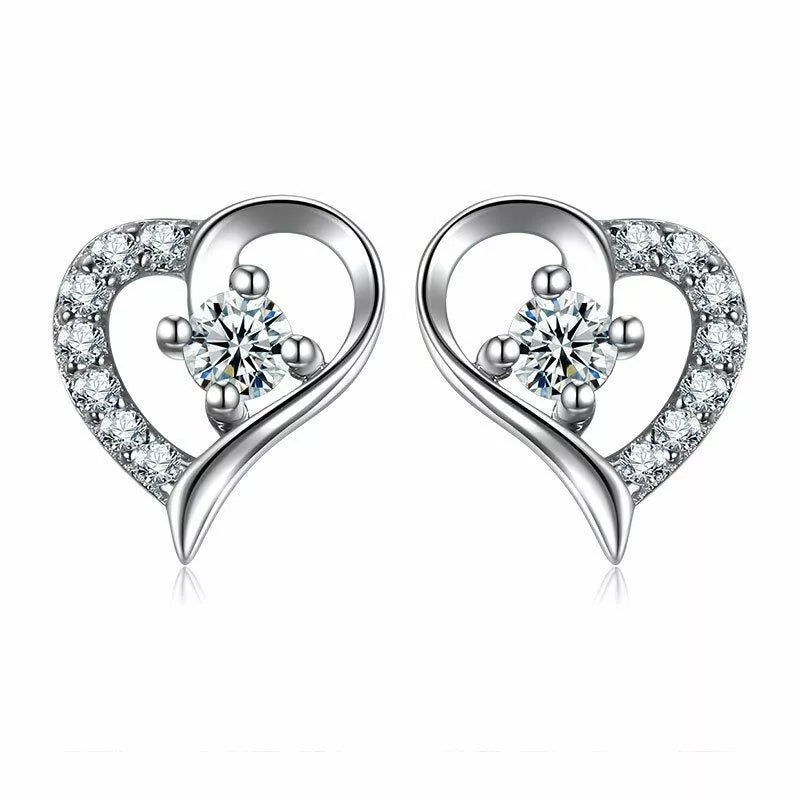 925 Sterling Silver Crystal Heart Stud Earrings for Women & Girls – Gift Jewellery UK