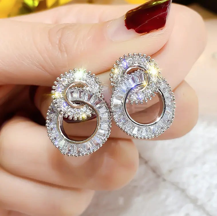 Crystal Round Circle Earrings