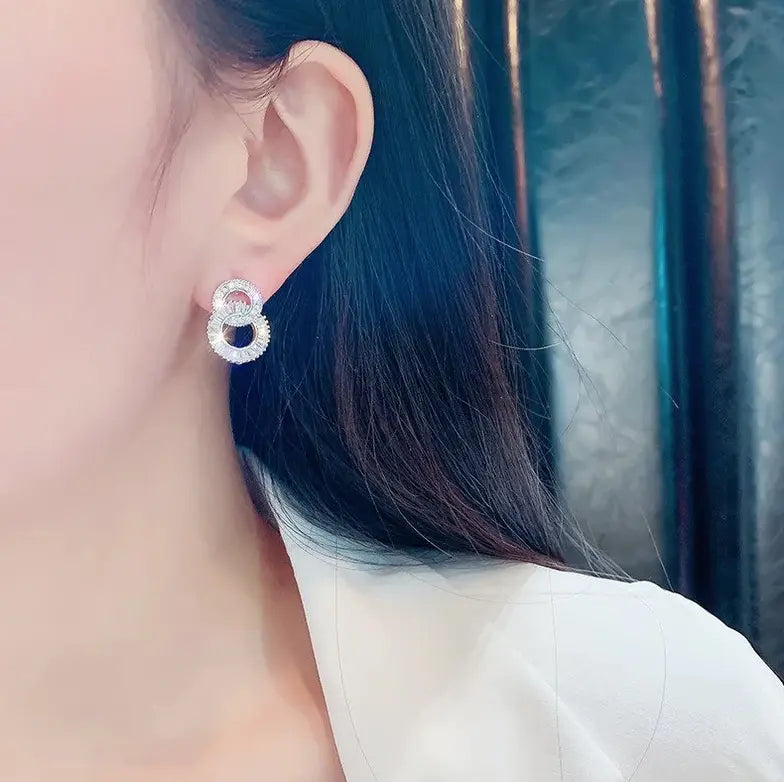 Crystal Round Circle Earrings