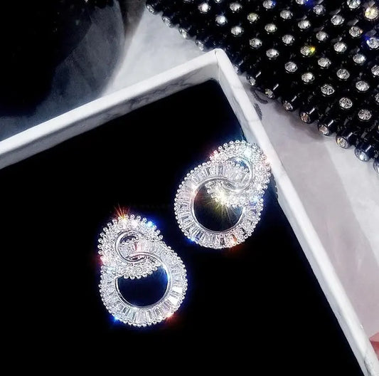 Crystal Round Circle Earrings
