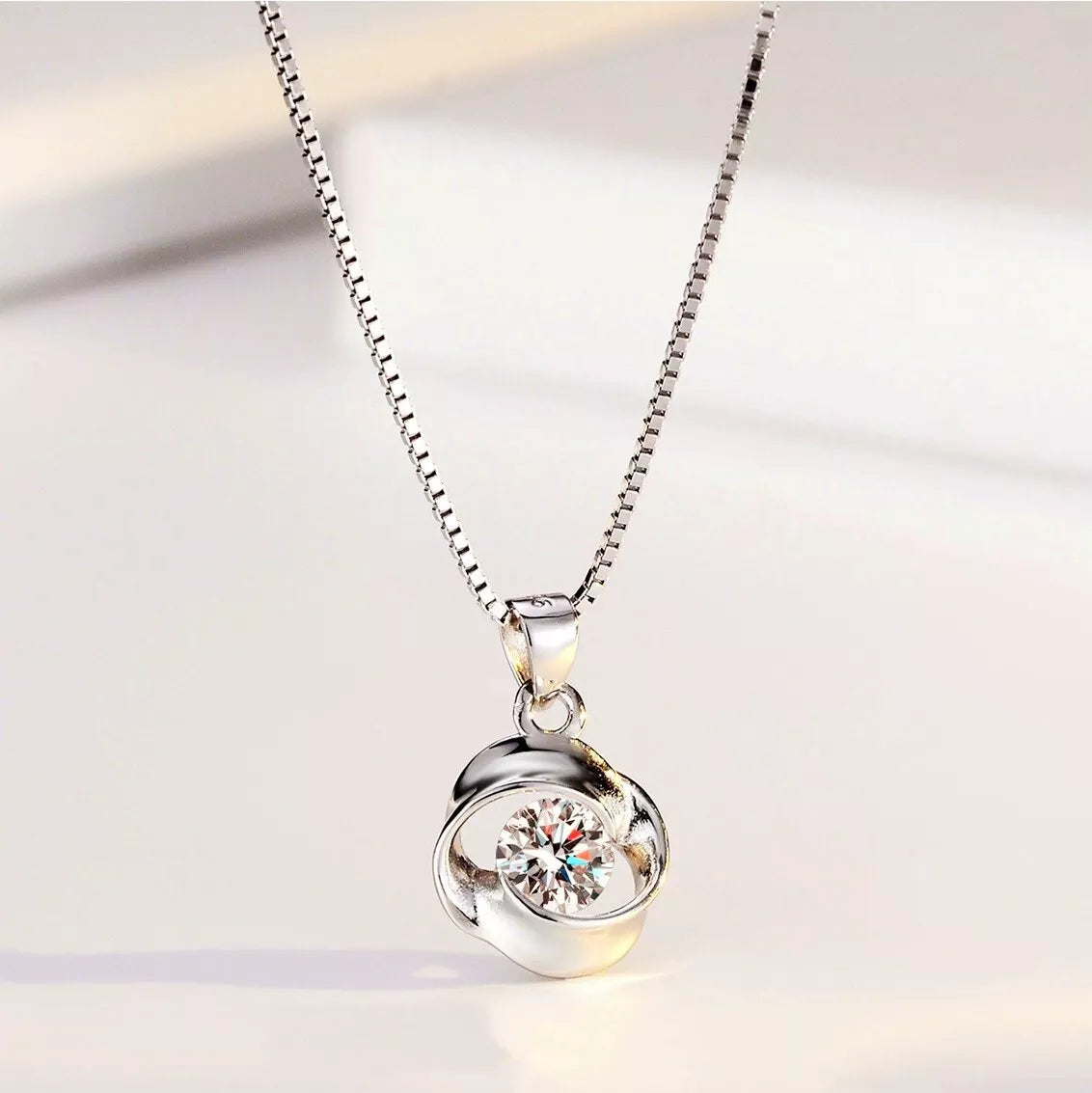 Crystal Swirls Pendant Necklace | 925 Sterling Silver Chain
