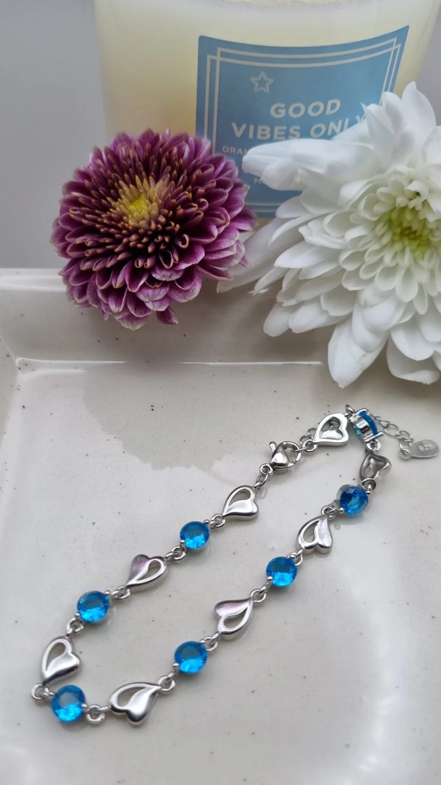 Crystal Heart Linked Charm Bracelet | Women Heart Shaped Crystal Bracelet