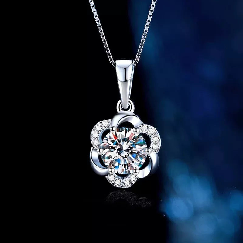 925 Sterling Silver Flower Pendant Necklace