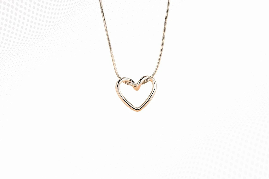 Cute Heart Outline Necklace | Sterling Silver Heart Necklace