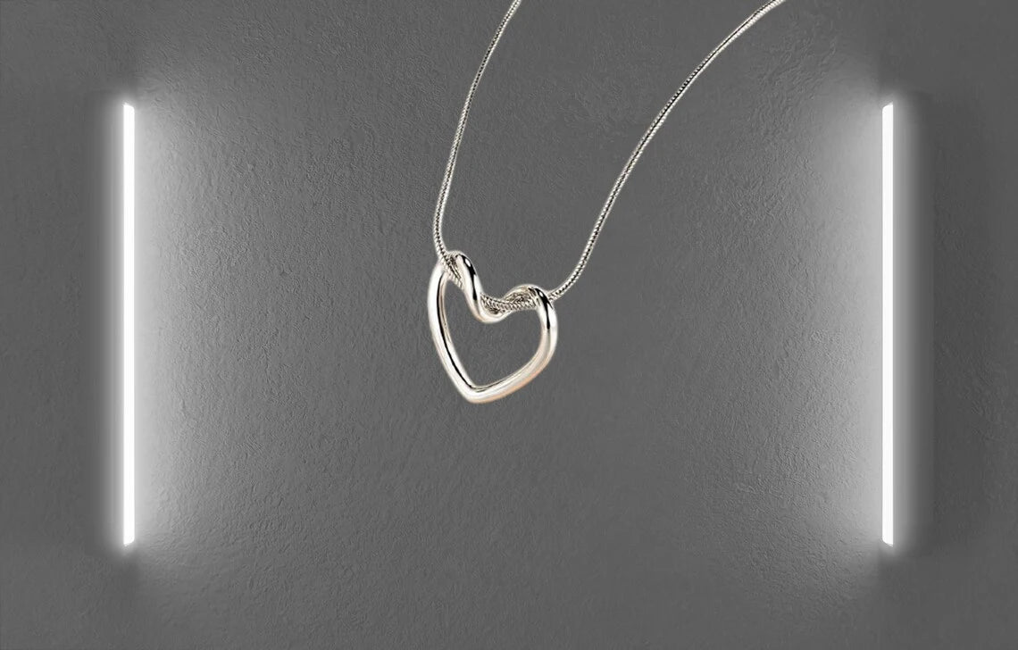 Cute Heart Outline Necklace | Sterling Silver Heart Necklace