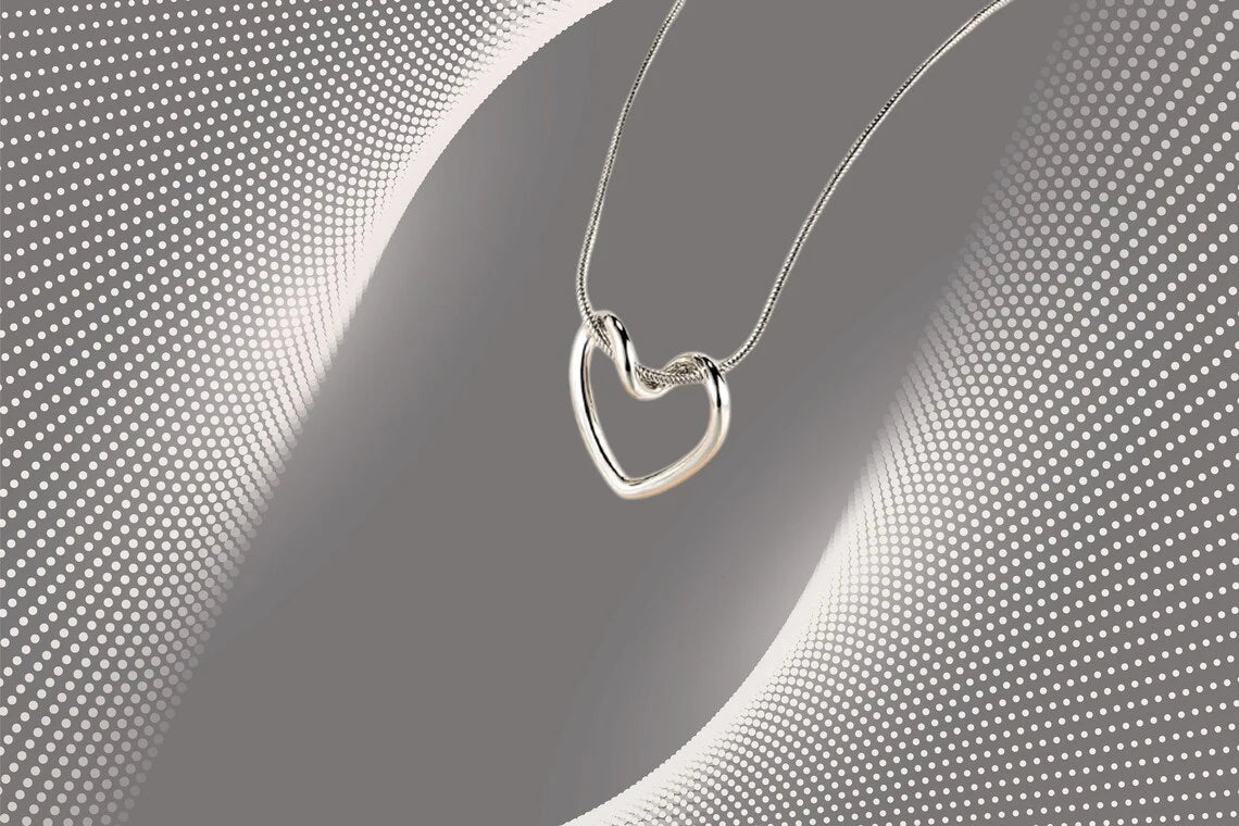 Cute Heart Outline Necklace | Sterling Silver Heart Necklace