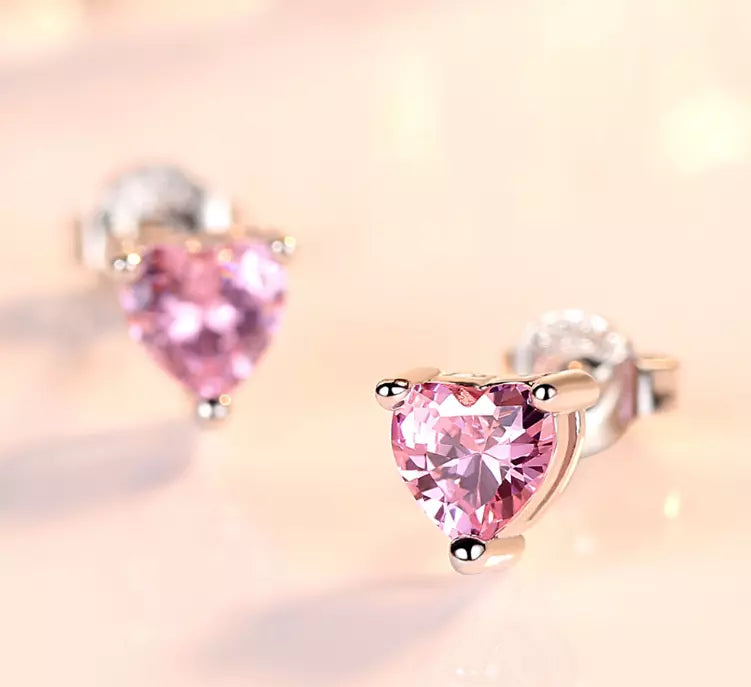 Heart Moonstone Stud Earrings
