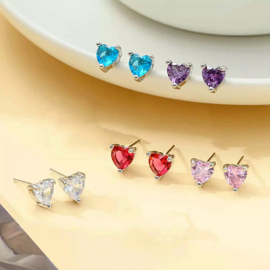 Heart Moonstone Stud Earrings