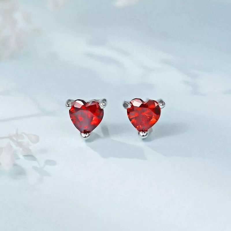 Heart Moonstone Stud Earrings