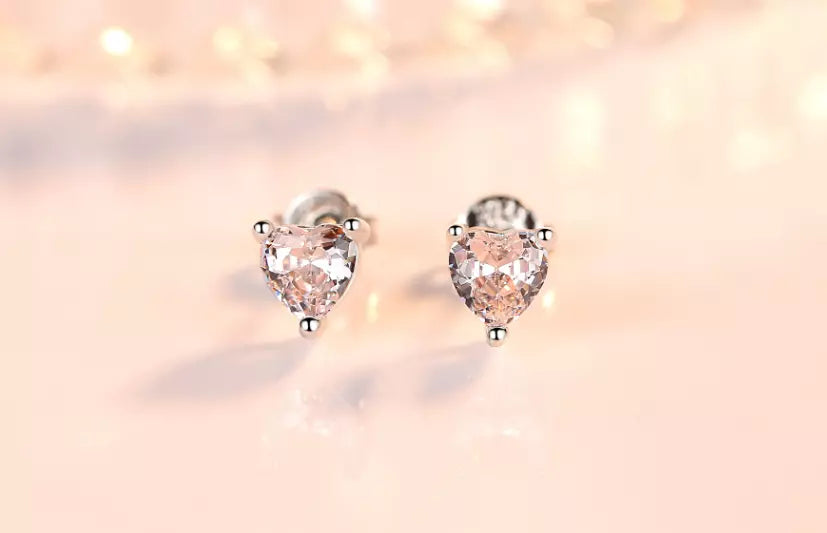 Heart Moonstone Stud Earrings