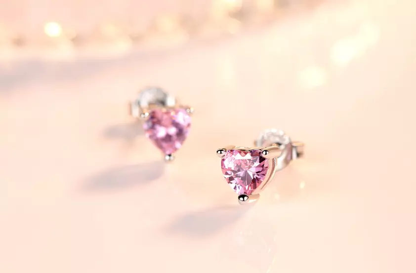 Heart Moonstone Stud Earrings