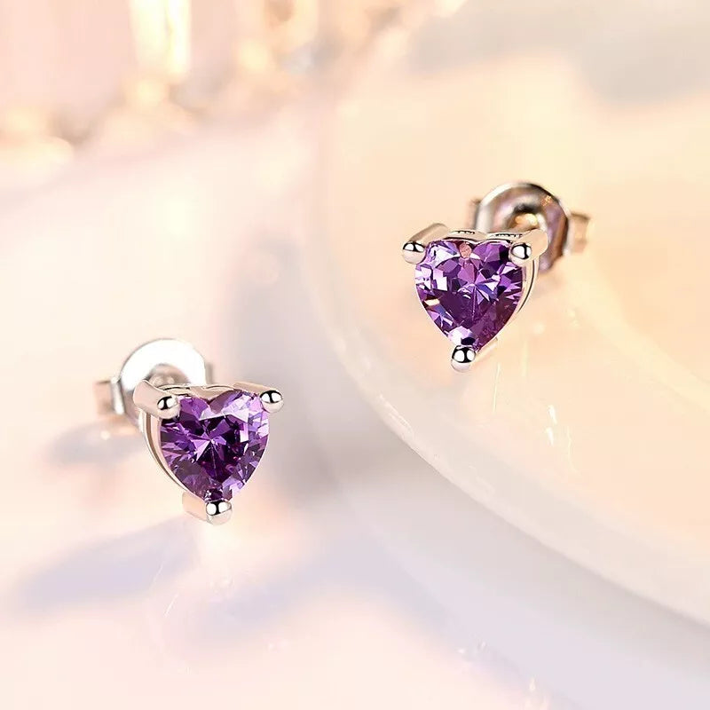 Heart Moonstone Stud Earrings