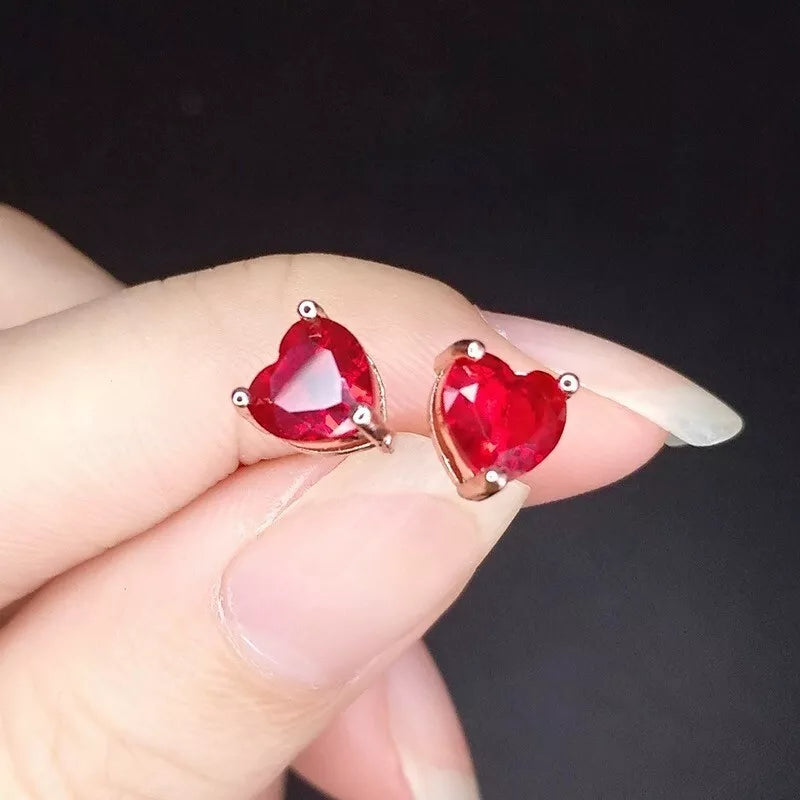 Heart Moonstone Stud Earrings