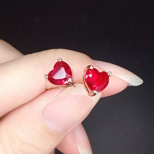 Heart Moonstone Stud Earrings