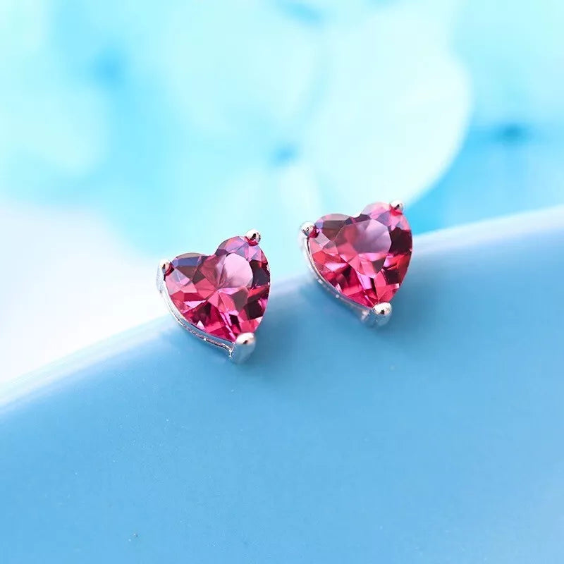 Heart Moonstone Stud Earrings