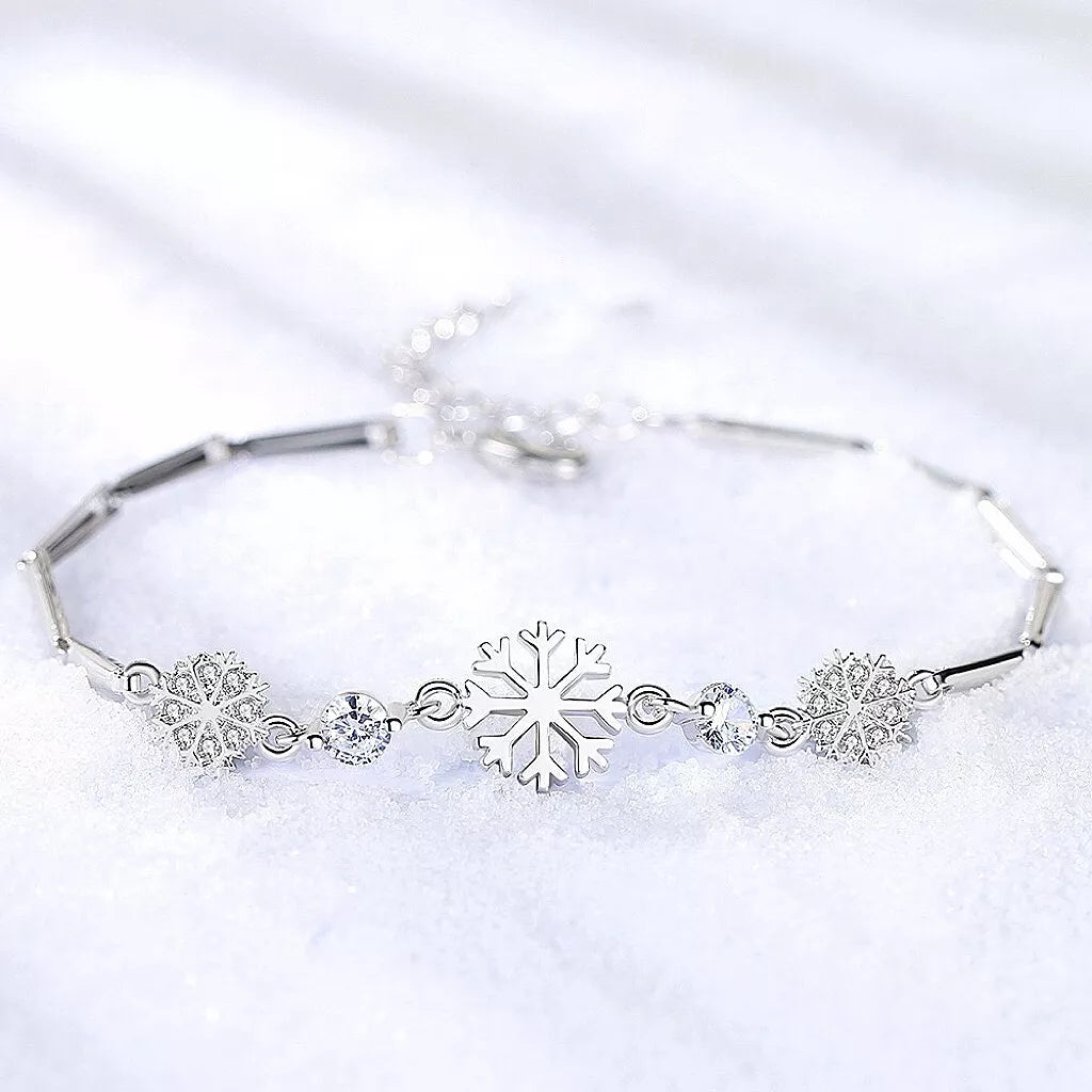 Women's Crystal Snowflakes Bracelet Christmas Jewellery Gift