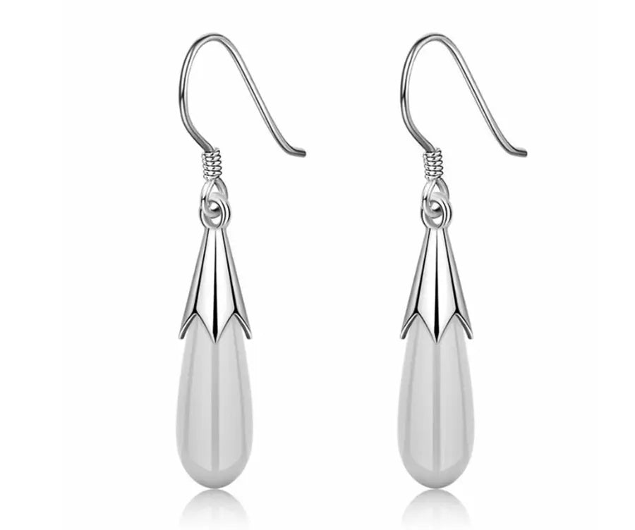 Pink, White, and Green Moonstone Opal Drop Earrings