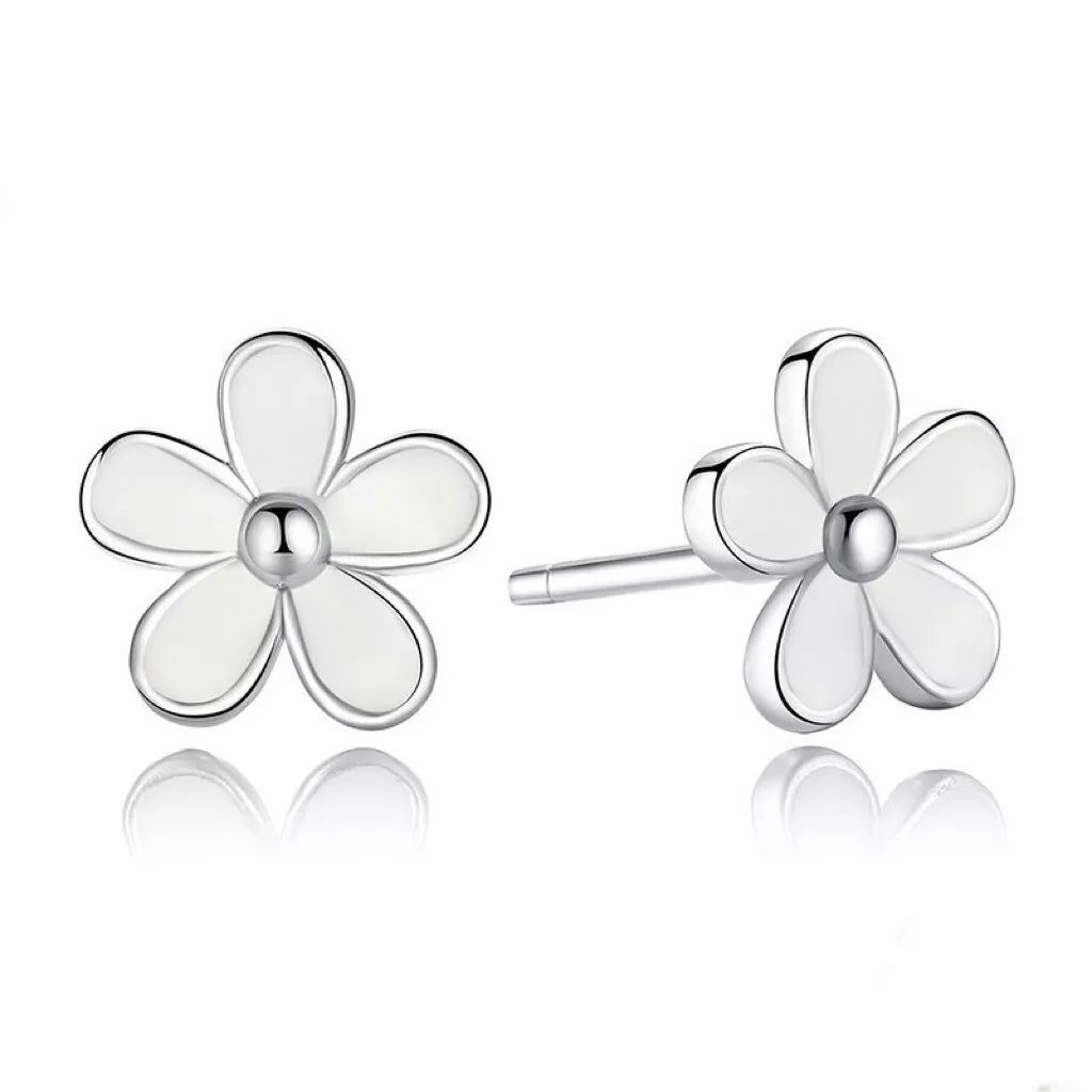 925 Sterling Silver Flower Stud Earrings – 8mm Petite Floral Jewellery for Women Gift-Ready with Free Pouch