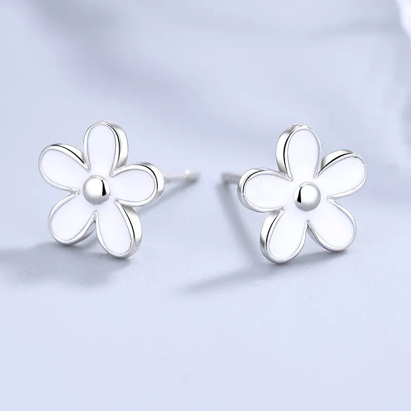 925 Sterling Silver Flower Stud Earrings – 8mm Petite Floral Jewellery for Women Gift-Ready with Free Pouch
