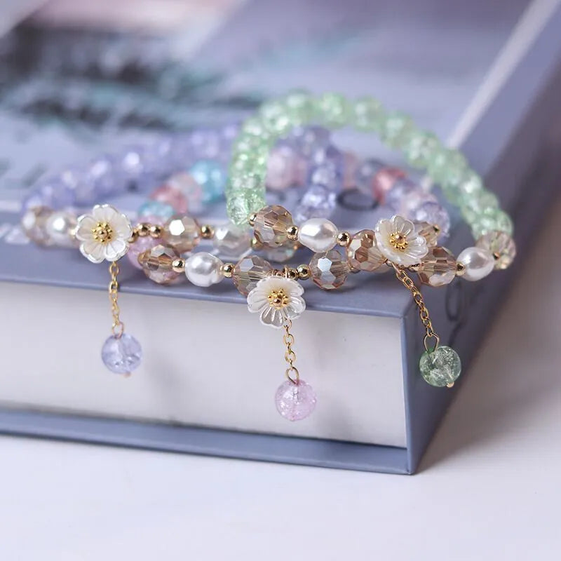 Friendship Daisy Beaded Charm Bracelet | Floral Charms Beaded Jewellery