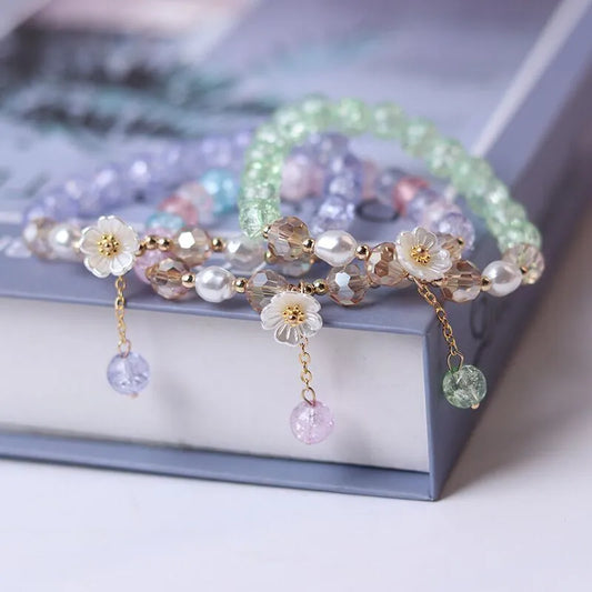 Friendship Daisy Beaded Charm Bracelet | Floral Charms Beaded Jewellery