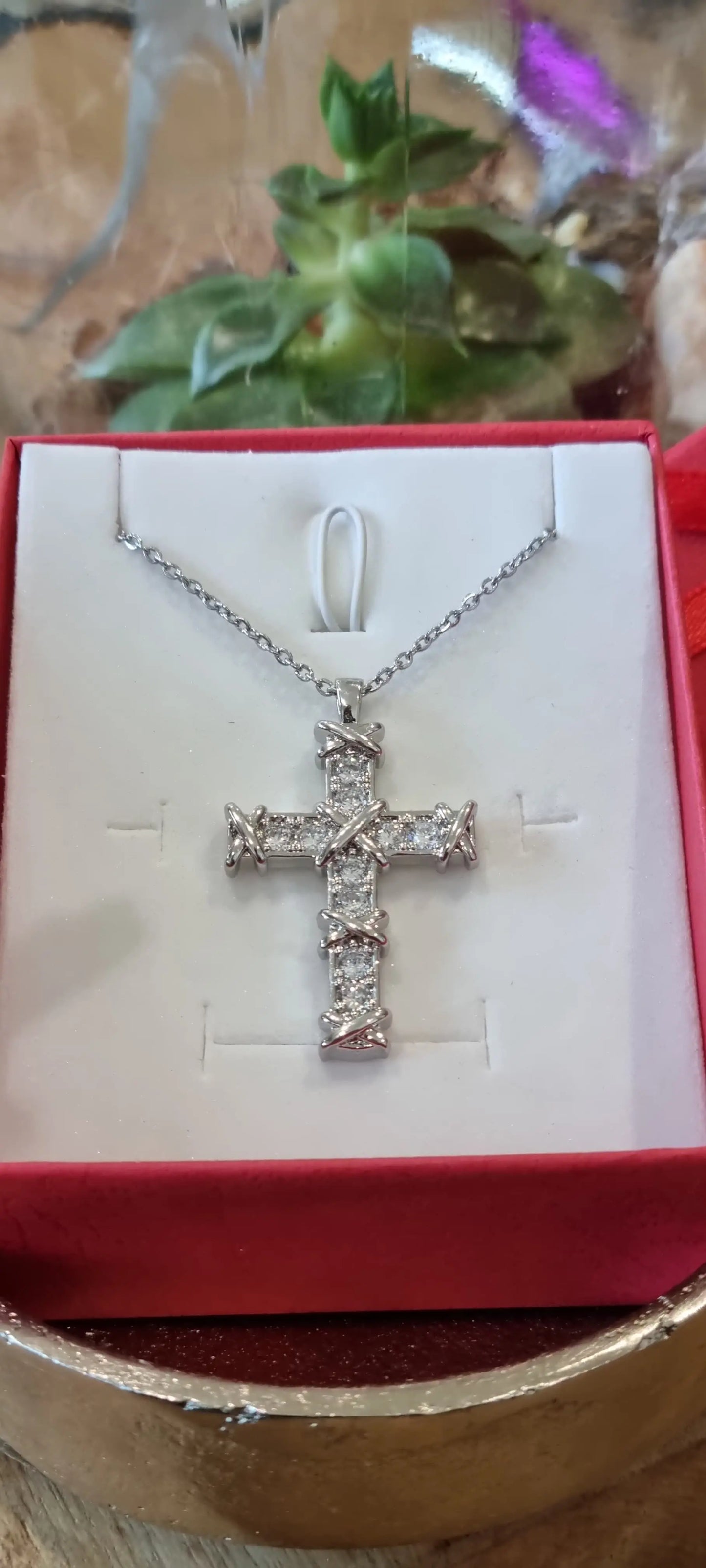 Zircon Cross Necklace for Women
