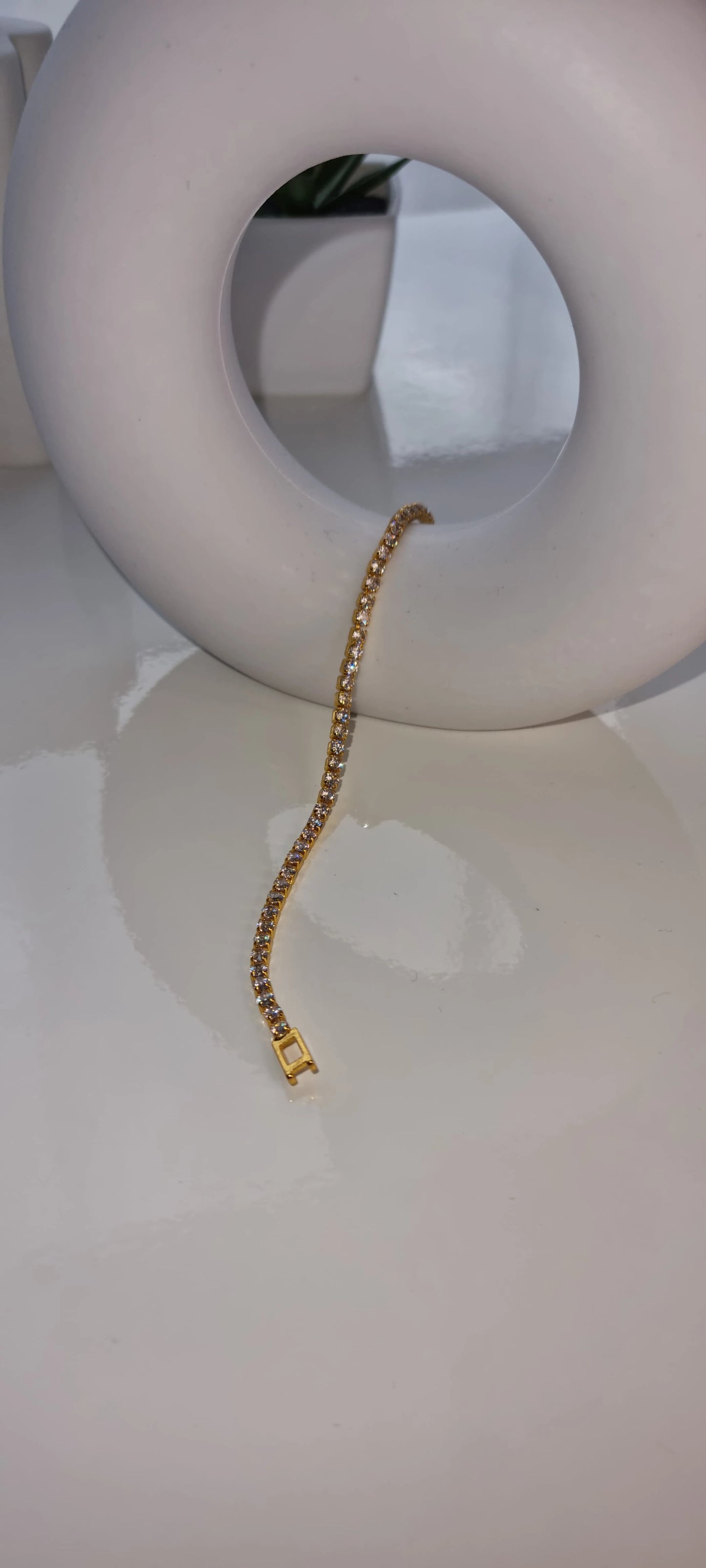 Tennis Bracelet – 18K Gold Plated Stainless Steel, Hypoallergenic