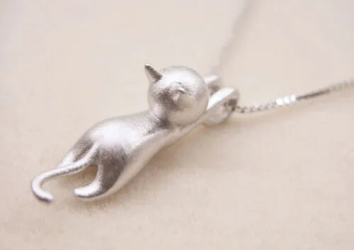 Cat Necklace Cute Kitty Pendant | Cat Necklace & Earrings