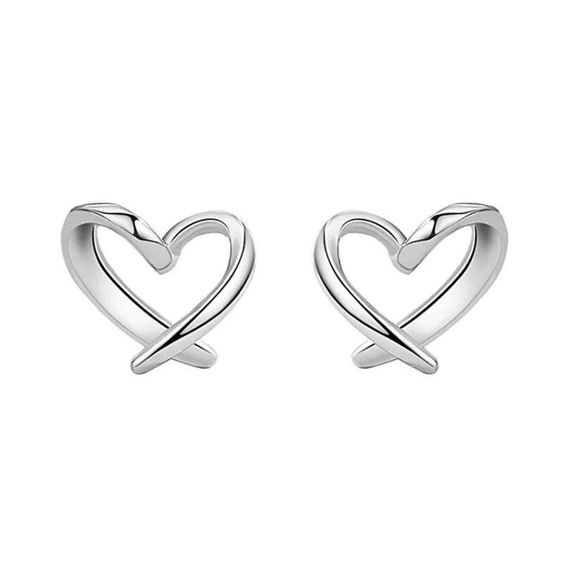 925 Sterling Silver Hollow Heart Stud Earrings – Delicate 8mm Jewellery for Women & Girls Gift Pouch Included UK Hallmarked