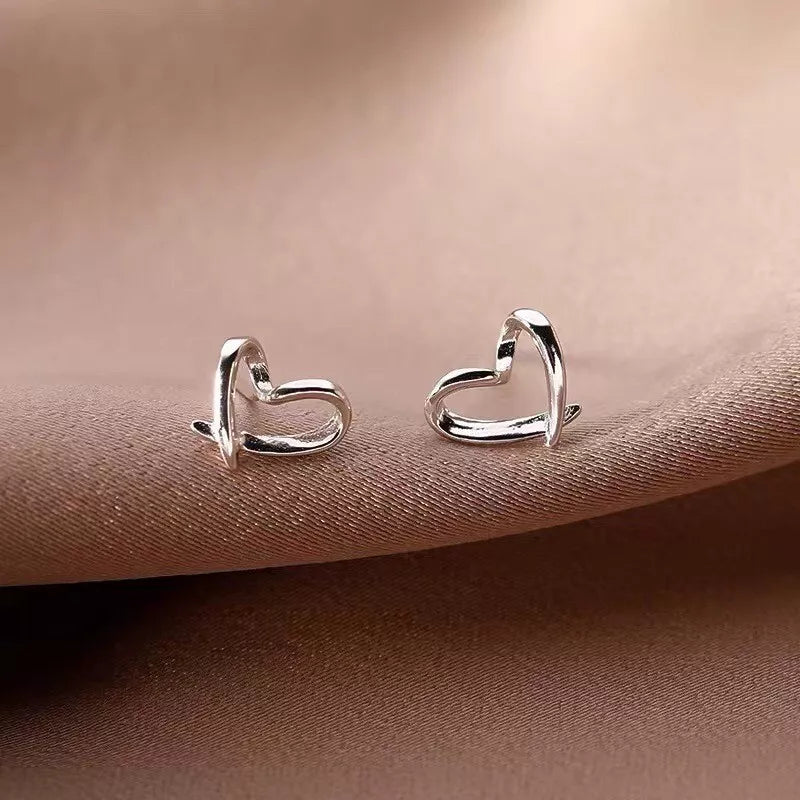 925 Sterling Silver Hollow Heart Stud Earrings – Delicate 8mm Jewellery for Women & Girls Gift Pouch Included UK Hallmarked