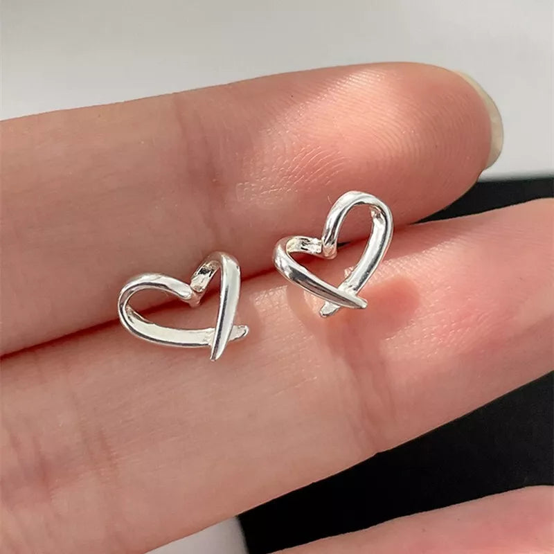 925 Sterling Silver Hollow Heart Stud Earrings – Delicate 8mm Jewellery for Women & Girls Gift Pouch Included UK Hallmarked