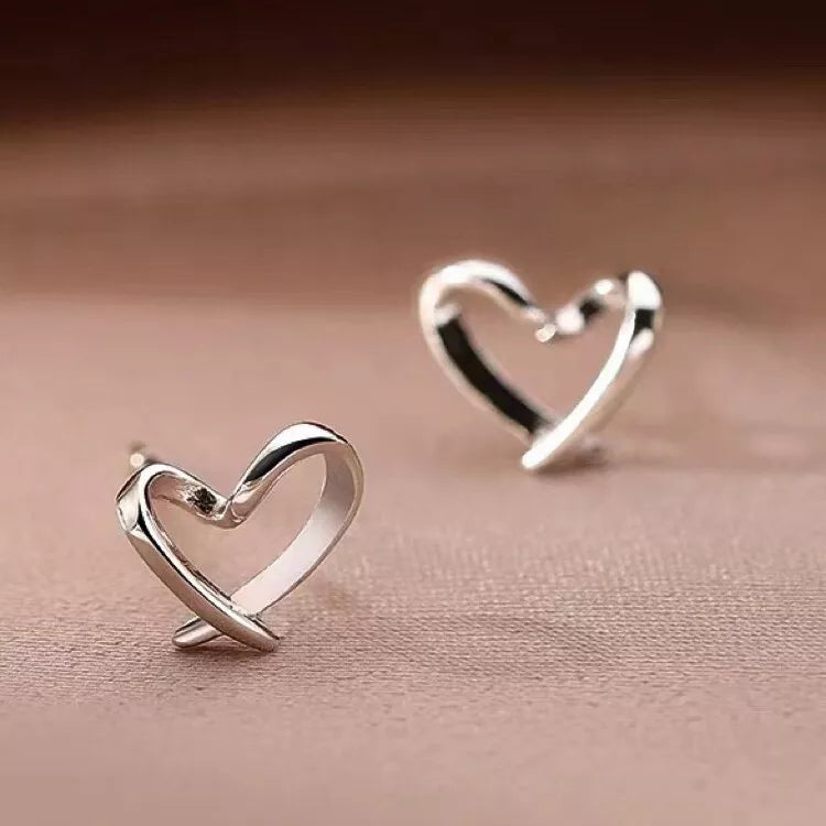925 Sterling Silver Hollow Heart Stud Earrings – Delicate 8mm Jewellery for Women & Girls Gift Pouch Included UK Hallmarked