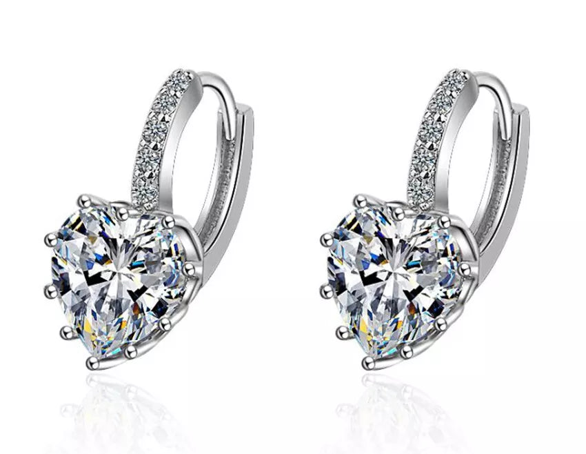 Heart Charm Stone Stud Earrings