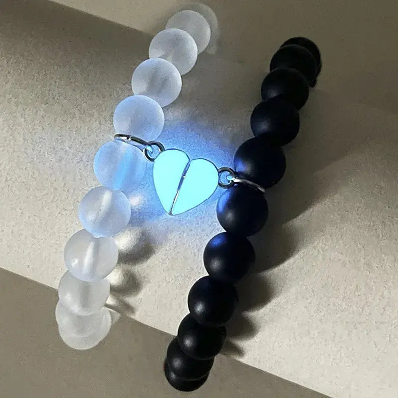 Glowing Heart Luminous Magnetic Long Distance Bracelet for Couples
