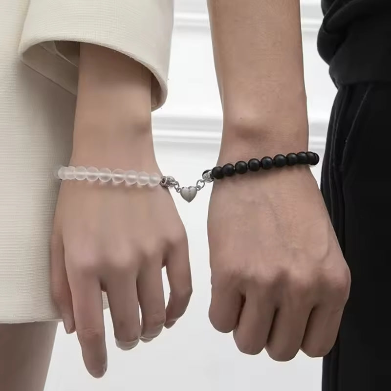 Glowing Heart Luminous Magnetic Long Distance Bracelet for Couples