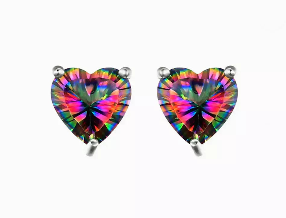 Heart Crystal Pendant Rainbow Necklace