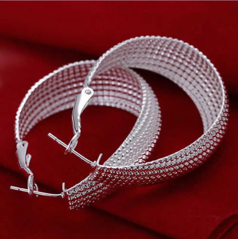 Large U Hoop Textured Hoop Earring | Dangle Drop Hoop Earring