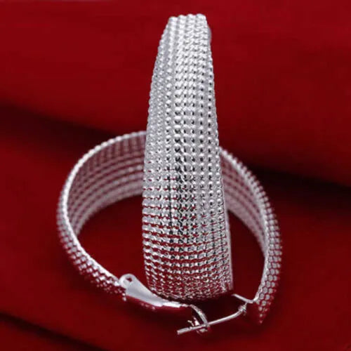 Large U Hoop Textured Hoop Earring | Dangle Drop Hoop Earring