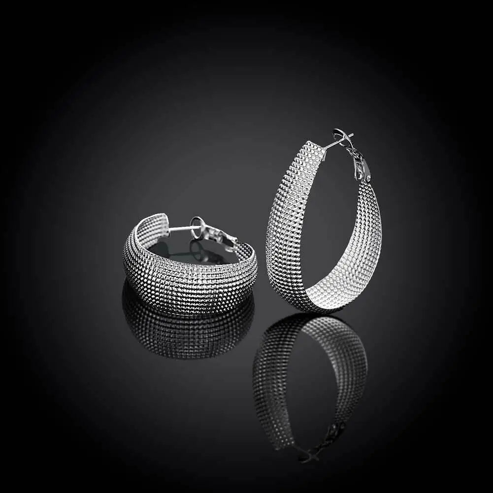 Large U Hoop Textured Hoop Earring | Dangle Drop Hoop Earring