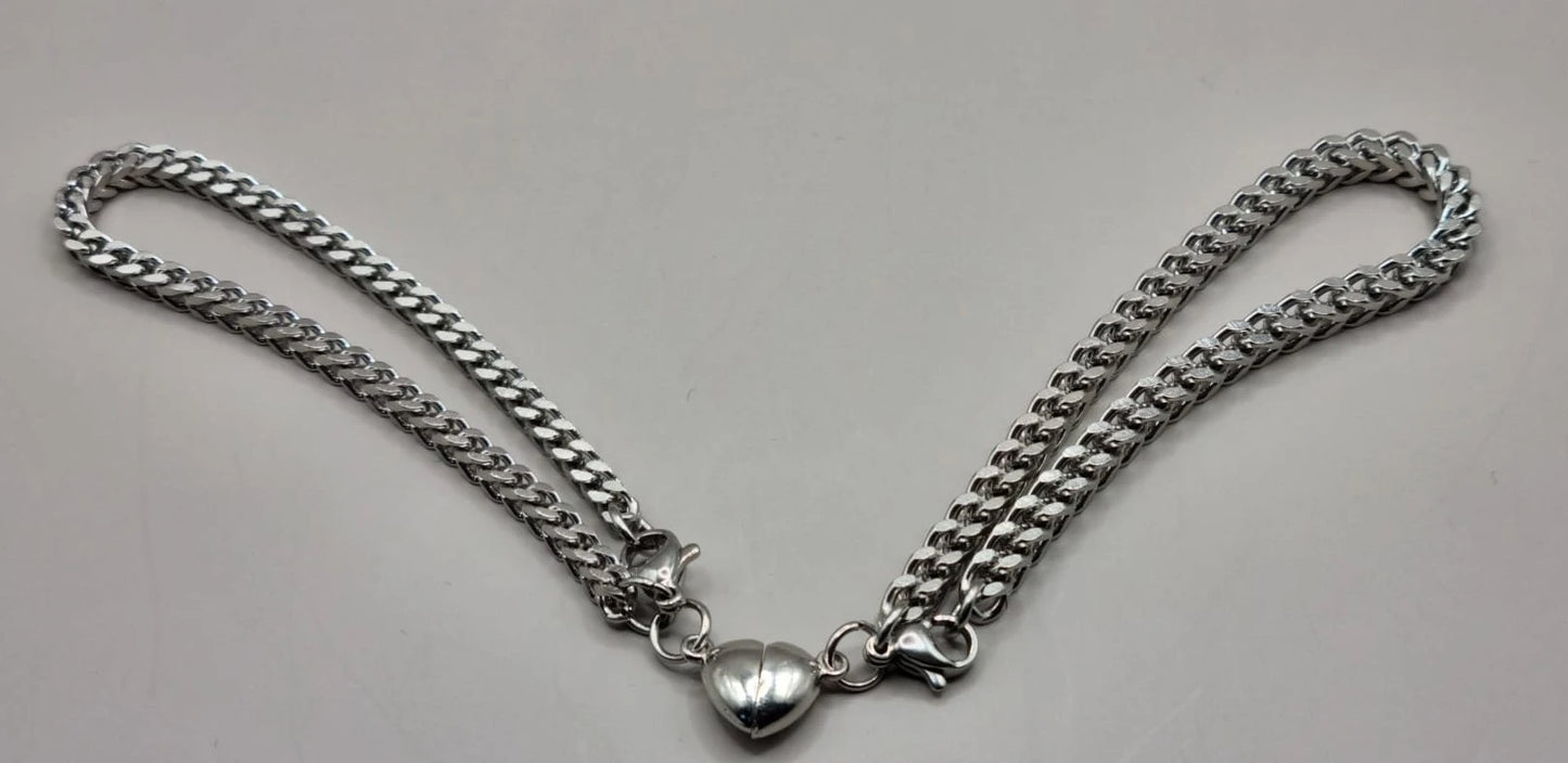 Magnetic Heart Couple Bracelet Set | Stainless Steel Mutual Attraction | Valentine's Gift for Her