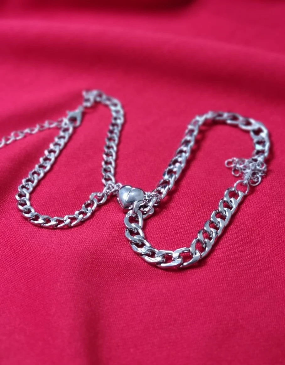 Magnetic Heart Couple Bracelet Set | Stainless Steel Mutual Attraction | Valentine's Gift for Her