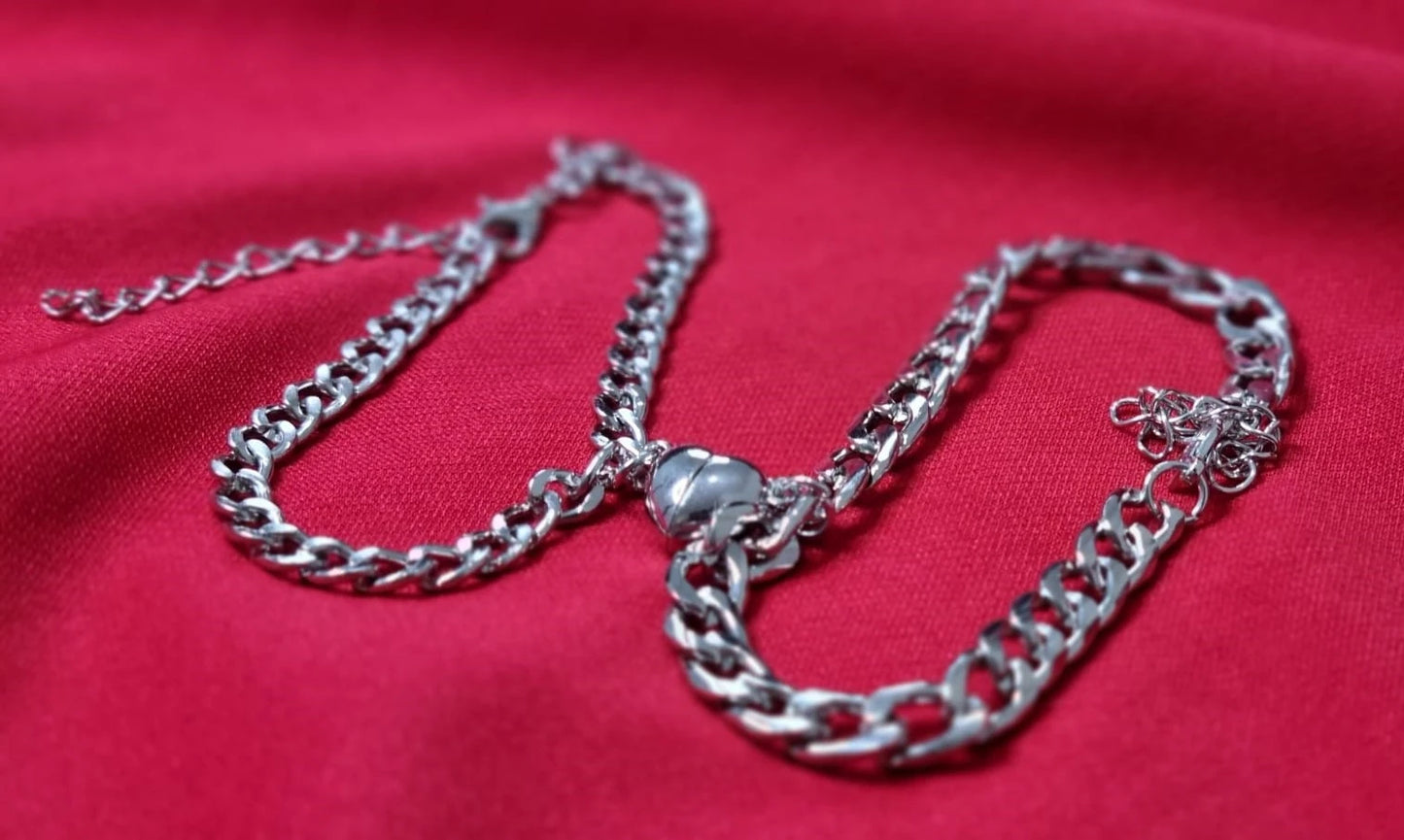 Magnetic Heart Couple Bracelet Set | Stainless Steel Mutual Attraction | Valentine's Gift for Her