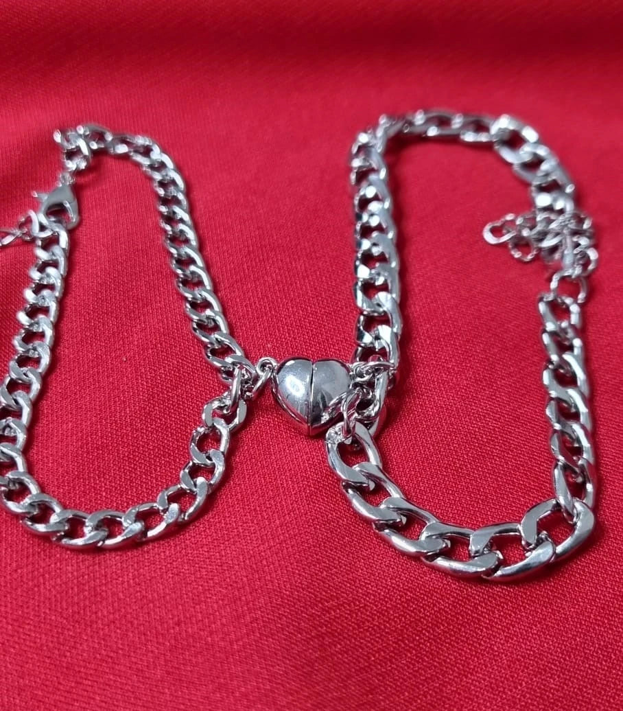 Magnetic Heart Couple Bracelet Set | Stainless Steel Mutual Attraction | Valentine's Gift for Her