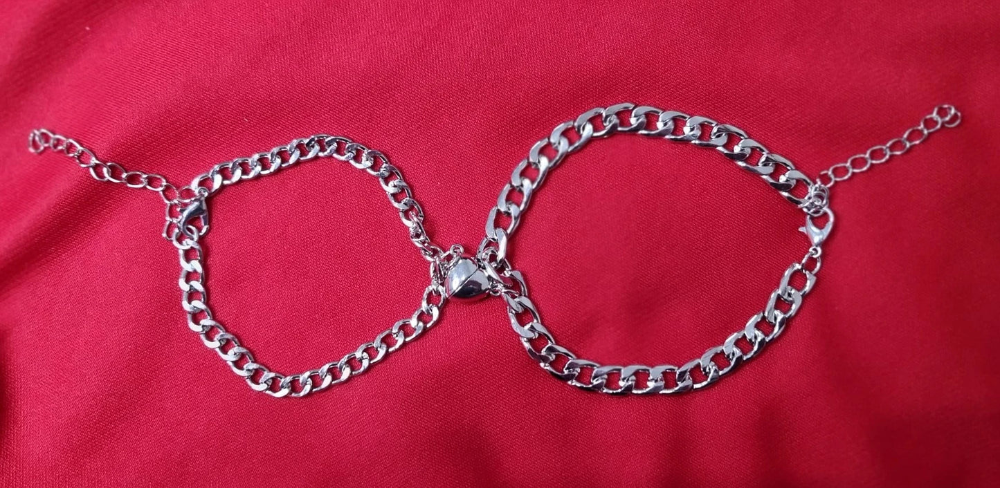 Magnetic Heart Couple Bracelet Set | Stainless Steel Mutual Attraction | Valentine's Gift for Her