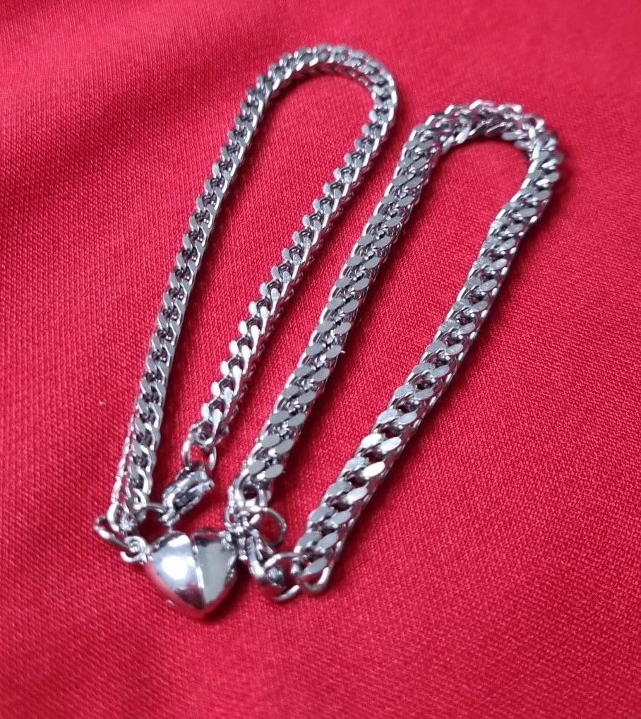 Magnetic Heart Couple Bracelet Set | Stainless Steel Mutual Attraction | Valentine's Gift for Her