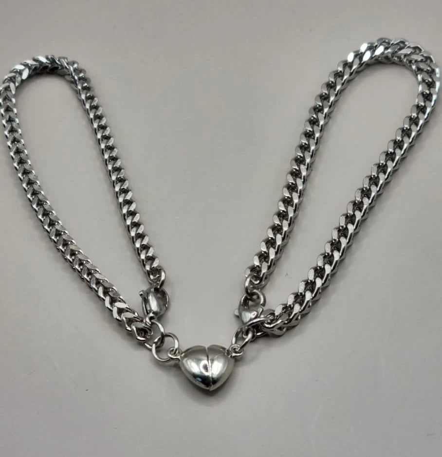 Magnetic Heart Couple Bracelet Set | Stainless Steel Mutual Attraction | Valentine's Gift for Her