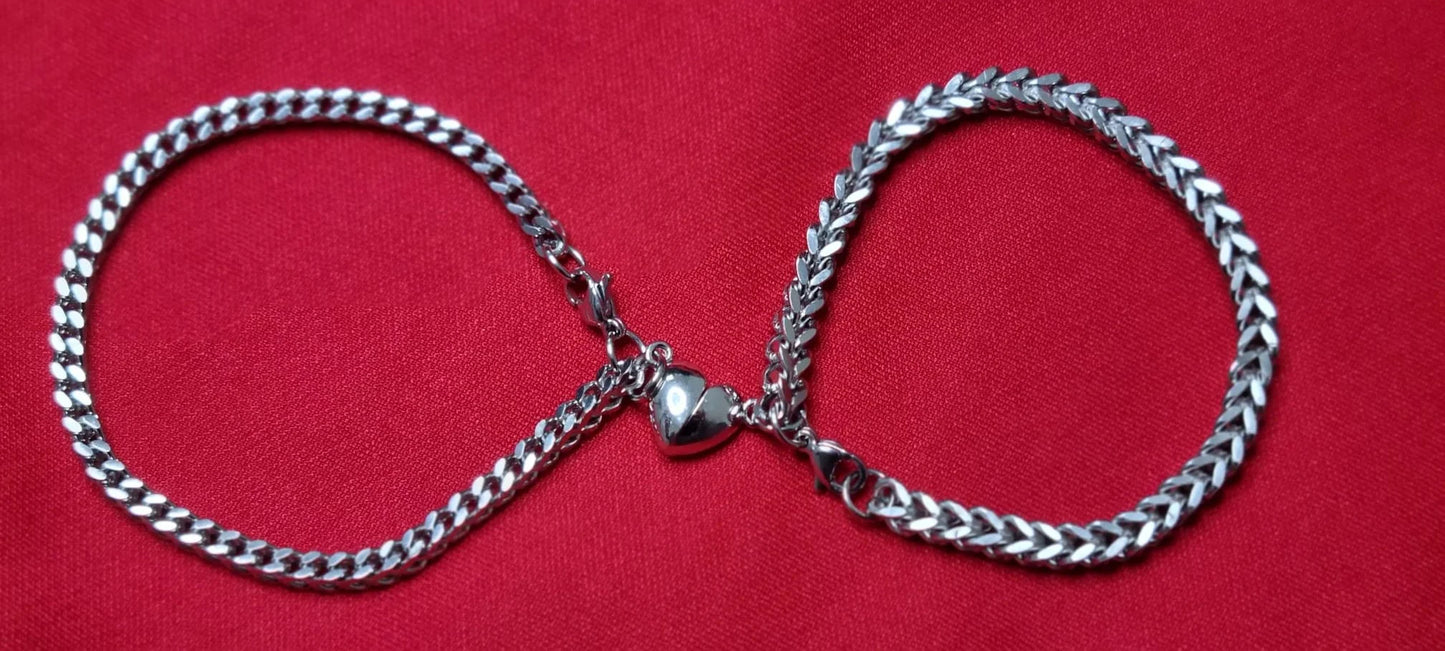 Magnetic Heart Couple Bracelet Set | Stainless Steel Mutual Attraction | Valentine's Gift for Her